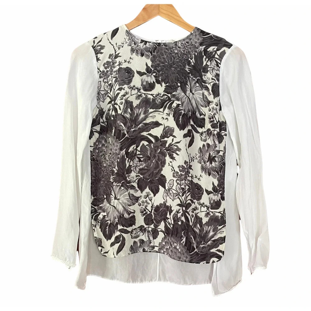 Stella McCartney Floral Print Silk Blouse Long Sleeve Size 36 (Size 2 US)